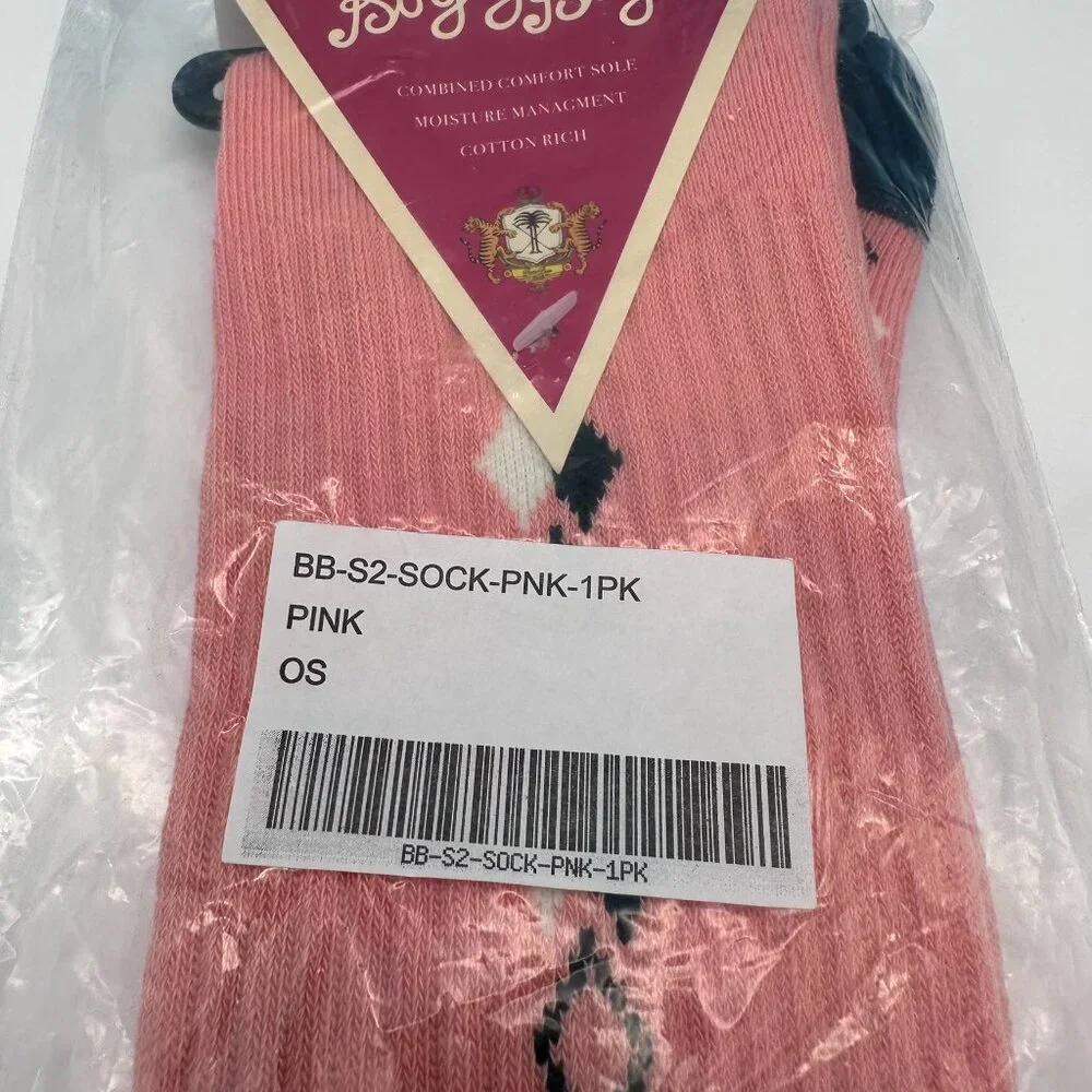 Bogey Boys Men's Comfort Sole Cotton Rich Golf Socks, Shoe Size 8-12, Pink/Black